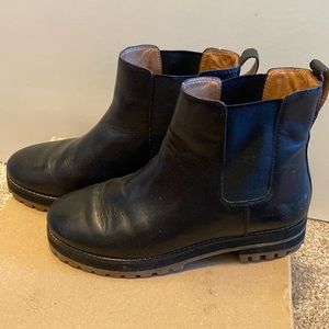 Black Madewell Lug-Sole Chelsea Boots in Leather